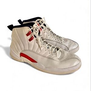 Nike Air Jordan 12 Retro Mens Size 10 White and Red High-Top Sneakers CT8013-106
